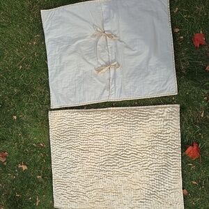 PILLOW SHAMS ▪︎ 2 Satiny, Creamy Yellow Puckered w/ Tie Backs      20" x 26"